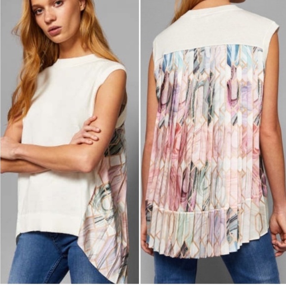 Ted Baker Tops - NWT Ted Baker London Clariey Sea of Clouds Back-Pleat Top Size Ted 4/ US 10
